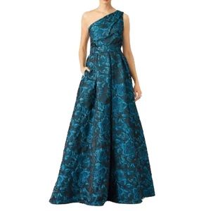 SLATE & WILLOW Blue Simonetta Gown One Shoulder and Pockets Size 14